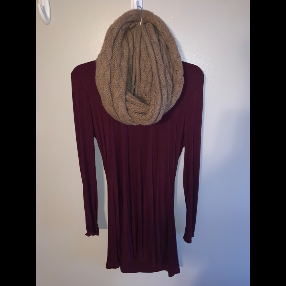 Maroon Long Sleeve Dress